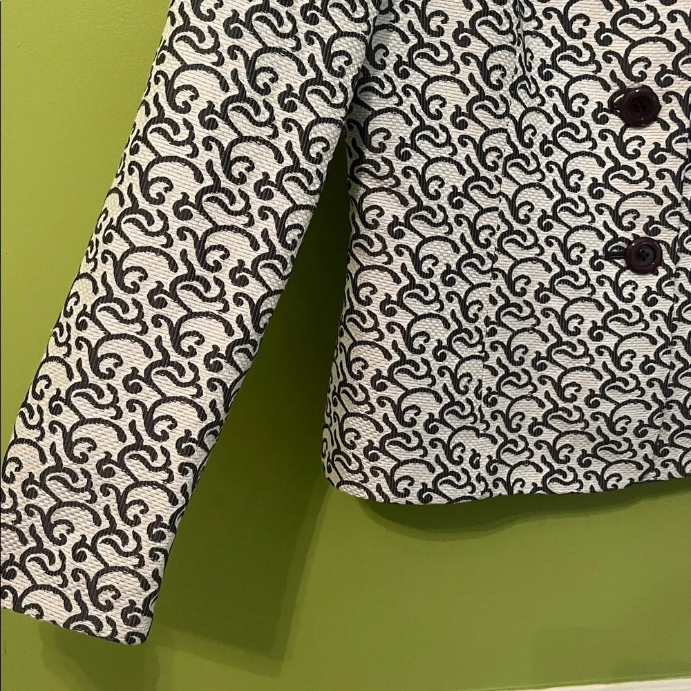 Kasper Blazer, white & grey jacquard-style pattern